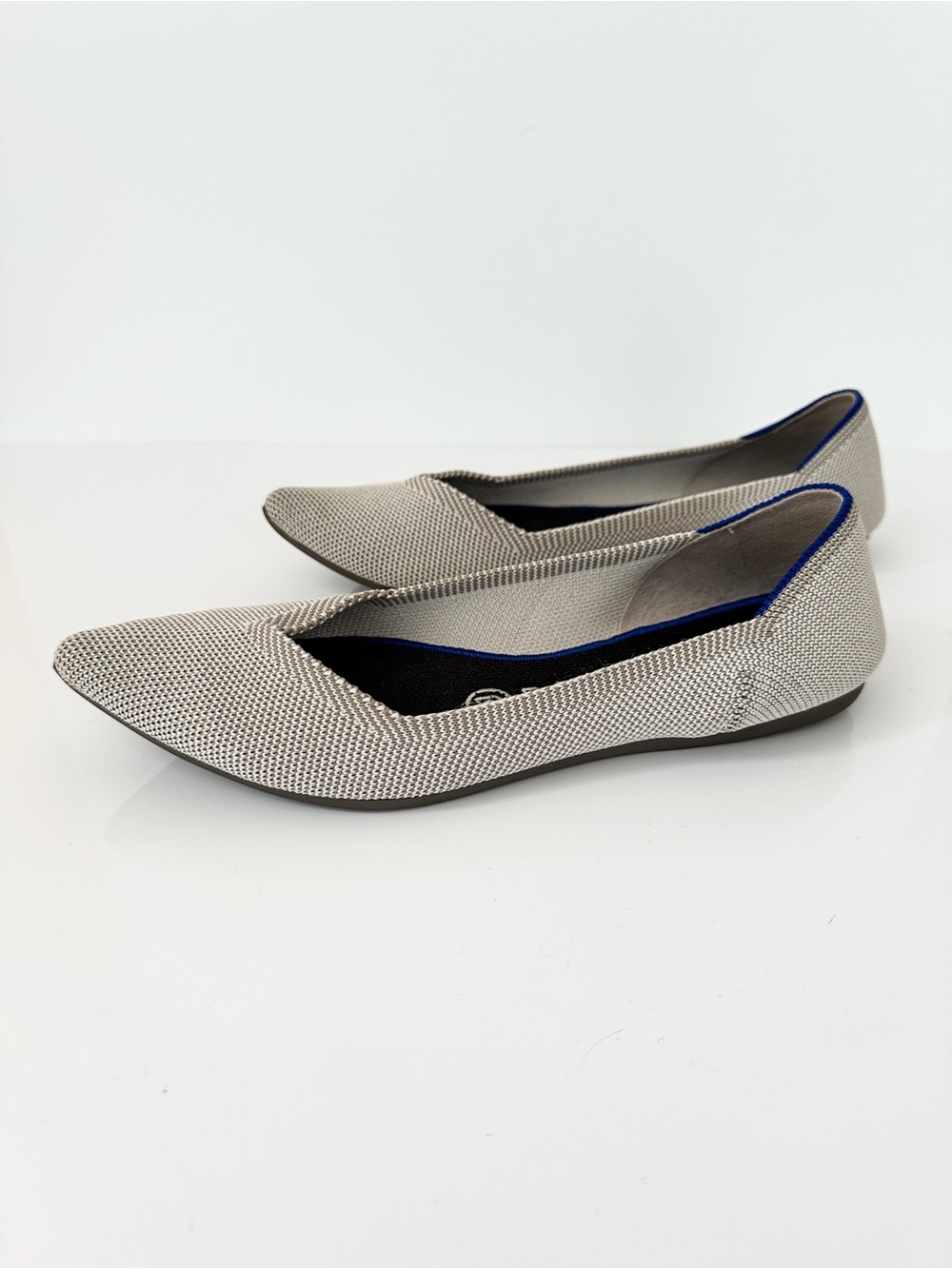 Rothy's The Point Flax Beige Knit Pointed Toe Ballet Flats Size 7 Tan Slip On - Picture 5 of 7